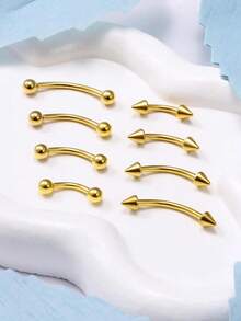 CIZME 女士 Rook 耳环 眉环 不锈钢 Rook 穿孔首饰 垂直唇钉 唇饰 16g 弧形杠铃 贴合耳甲表面 耳屏穿孔首饰 银色 金色 黑色 Rook 首饰 6mm 8mm 10mm 12mm - curved barbell - 查看 9