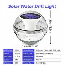 ZK30 漂浮太阳能球灯水装饰灯太阳能电池板供电水漂流灯花园泳池装饰池塘水泵 - 彩色RGB - 查看 6