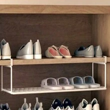 鞋子收纳架鞋柜分层隔断省空间简易铁艺悬挂分层鞋架可折叠鞋子收纳神器-可折叠金属收纳架适用于衣柜卧室宿舍收纳 - 白色 - 查看 10