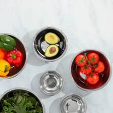 Kit Set Of 5 Stainless Steel Bowls Kitchen Basin Salad Bowl Meal Preparation Food Storage 400 To 1800ml