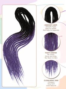 24 英寸黑色至紫色波浪辫子合成直发双头辫子接发,5 股合成辫子接发直发波西米亚风手工辫子嬉皮风格辫子适合女性日常使用以及圣诞节音乐节狂欢节新年礼物使用(直发 5 股/包) - 彩色 - 查看 6