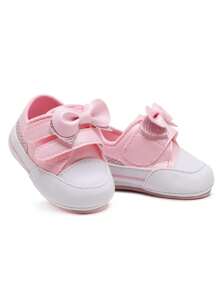 Newborn Baby Girl Pink Sneakers With Sole For Christening - 粉色 - 查看 5