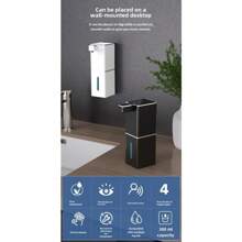 Nuevo dispensador de jabón líquido automático, negro - Adecuado para cocina, baño, hotel y lugar público, capacidad de 380ml, montaje en pared y encimera, sensor de movimiento, decoración del hogar y del baño, decoración de otoño, regreso a la escuela - P7 negro-goteo - Ver 3