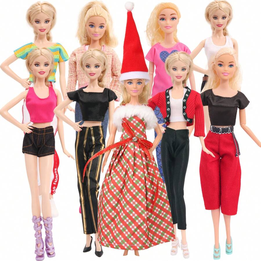 娃娃服装套装包括衣服、鞋子、配饰、羊毛外套和运动服、羊毛套装、背包、手提包、皇冠、高跟鞋、平底鞋和凉鞋,适合 11.5 英寸娃娃(无娃娃) - 11.5吋娃娃配件 - 查看 1