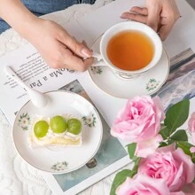 Sweejar Home 21-Pieces Porcelain Tea Set, Vintage Floral Gift Tea Set, Tea Service For Adults, With Teapot, Sugar Bowl, Creamer Pitcher And Spoons, For Tea/Coffee, Suitable For Party - 茶花 - 查看 5