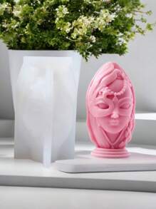 1 Khuôn silicon hình nữ thần hoa cúc, khuôn mặt 3D của người đẹp phương Tây, dùng cho nến, tượng sáp, nến thơm, đồ trang trí nghệ thuật bằng thạch cao, khuôn - Trắng - Xem 7