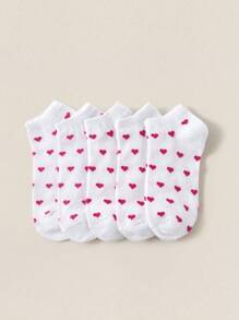 5/10 Pairs Women/Men/Girls/Boys Round Neck Short Socks, Classic Black & Grey Socks With Bowknot, Heart, Polka Dot Patterns, Soft & Comfortable, Casual & Versatile, Moisture-Wicking & Breathable, Suitable For Students/Adults Sports/Home/Festival Gifts & Daily Life, Random Colors (Multiple Pack Options Available) - Multicolor - View 2