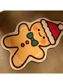 1 Stück Lebkuchenmann Teppich, Fröhliche Weihnachten Teppich, Weihnachtsschmuck/-dekorationen, Weihnachtsplätzchen Teppich, dicker Weihnachtsteppich für Wohnzimmer, Schlafzimmer, Eingangsbereich, Küche, Badezimmer, Spielzimmer, Arbeitszimmer, Plüsch, flauschig, Herbst/Winter - Verschiedenfarbig - Übersicht 3