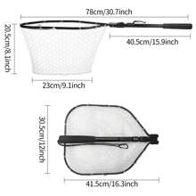 Fly Fishing Landing Net Soft Rubber Mesh Catch Release Fish Net Lightweight Portable Landing Net Aluminum Handle Frame
