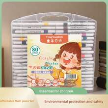 12支/24支亚克力马克笔盒批发儿童美术DIY涂鸦笔水性大容量水彩笔可堆叠彩色绘画 - 彩色 - 查看 9