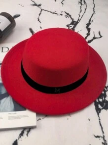 1st Dames Warme Herfst & Winter M Geletterde Vilt Hoed, Kleine Rand Britse Stijl Fedora Hoed, Voor Dagelijks Gebruik
