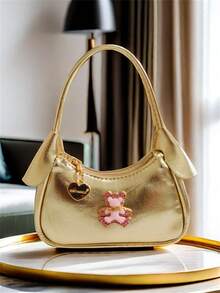 可爱熊儿童女孩手提包，送给小女孩的节日礼物，时尚高端公主风格迷你钱包、零钱包 - 均碼 - 查看 14