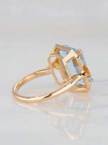 1pc Fashionable Colorful Drip Oil Cubic Zirconia Square Ring Suitable For Women Daily Wear