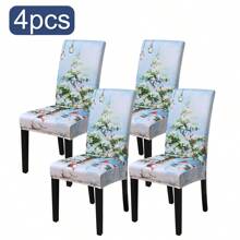 Pokrowce na krzesła świąteczne do jadalni Pokrowce na krzesła z nadrukiem Dekoracje świąteczne Najnowsze rozciągliwe zdejmowane pokrowce na krzesła Antypoślizgowe, zmywalne ochraniacze na meble do kuchni, rozciągliwe pokrowce na składane krzesła Spandex 5 szt. Uniwersalny dopasowany pokrowiec na krzesło Ochraniacz na wesele, imprezę, bankiet, święta, uroczystości,