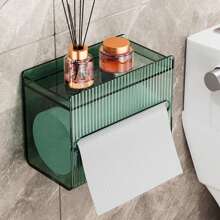 2pcs Multi-Functional Waterproof Tissue Box, Bathroom Wall Mounted Acrylic Toilet Paper Holder Rack Back To School