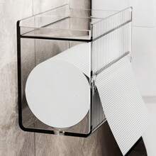 2pcs Multi-Functional Waterproof Tissue Box, Bathroom Wall Mounted Acrylic Toilet Paper Holder Rack Back To School