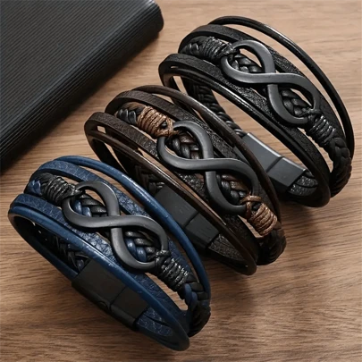 8 Stücke Legierung Magnetverschluss geflochtenes Mehrschichten Armband