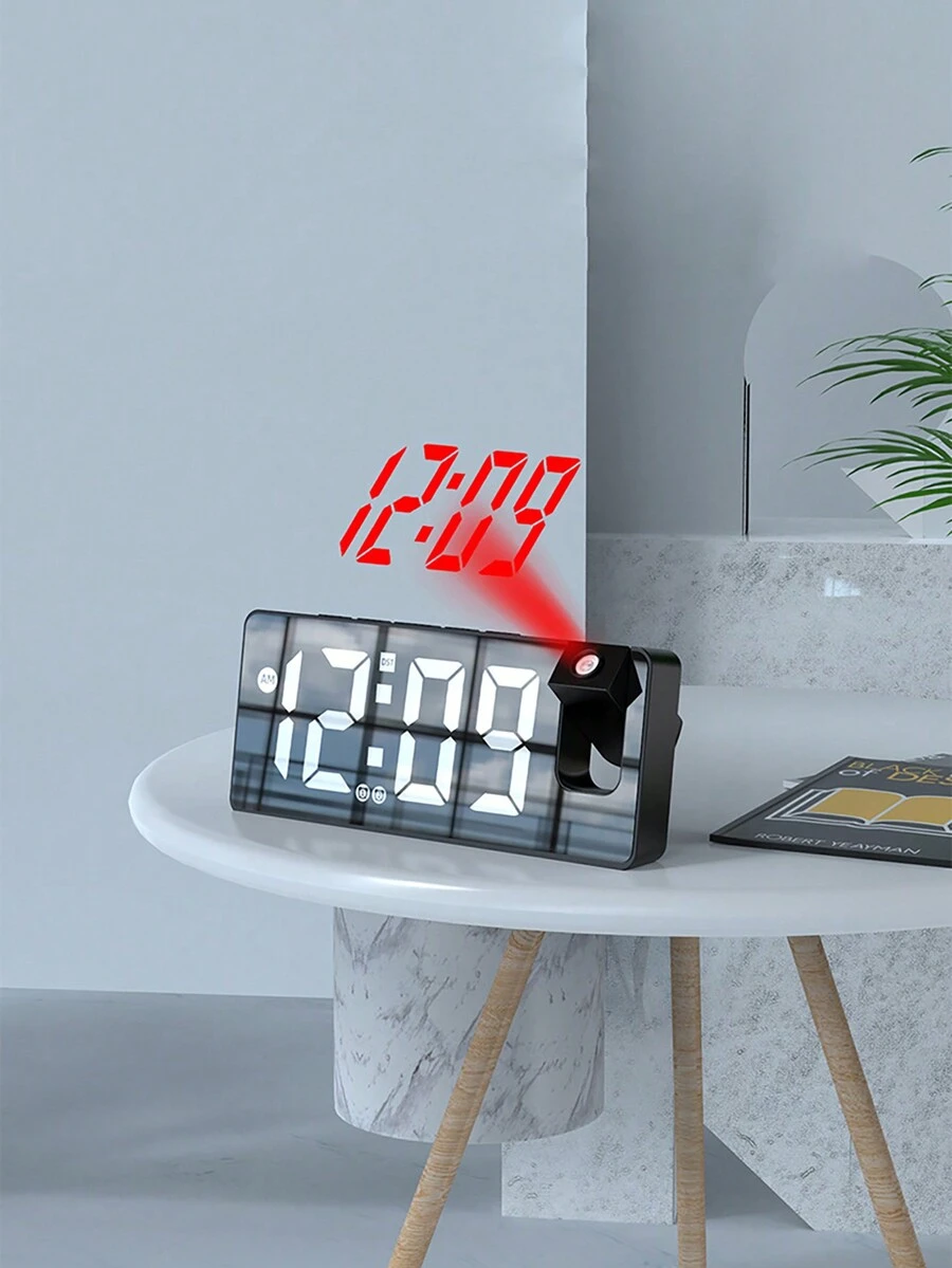 1pc Multifunctional Digital Alarm Clock With Large LED Mirror Display