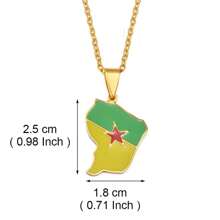 1 pieza Colgante de collar con mapa de la Guayana Francesa de acero inoxidable - Multicolor - Ver 4