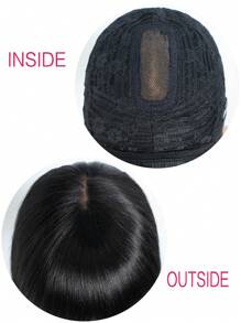 Glueless Bob Wig With Bangs Human Hair Short Straight Bob Wig With 2.5"X1" Lace Top Natural Black Bob Wig With Yaki Straight Texture Mini Lace Wig Natural Black Color - Natural & Black - View 6