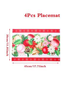 4 Piezas Manteles individuales de satén navideños, con diseños de árbol de Navidad, muñeco de nieve y ciervos, manteles rectangulares lavables de poliéster para mesa de comedor, manteles de cocina, posavasos de café, decoraciones navideñas para el hogar 2025, adecuados para cocina, comedor, boda, decoración del hogar, decoración de habitaciones, decoración interior, decoración de mesa, fiesta navideña, regalo ideal