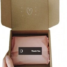 120张/卷笑脸黑白感谢矩形密封贴纸礼品贴纸自制包装装饰标签，圣诞节