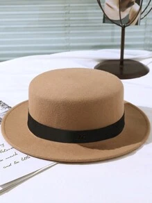 1st Dames Warme Herfst & Winter M Geletterde Vilt Hoed, Kleine Rand Britse Stijl Fedora Hoed, Voor Dagelijks Gebruik
