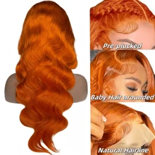 Ginger Lace Front Wigs Human Hair Pre Plucked 180% Density HD Lace Front Wigs Human Hair 13x4 Ginger Orange Body Wave Lace Frontal Wigs Human Hair Colored Bleached Knots Wigs