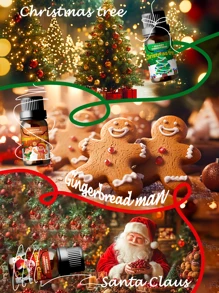 EMBRACEX. 10ml Aceites esenciales de aroma a pan de jengibre con forma de hombre de jengibre para Navidad. Pueden usarse para hacer velas navideñas, ambientadores de hogar, decoración navideña y regalos navideños. Ayudan a eliminar olores y aumentar el aroma navideño, creando un ambiente relajante. También pueden usarse como ambientadores de coche de aromaterapia con fragancia duradera.