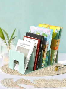 1/4pcs 4-Slot Large Capacity Acrylic Bookshelf, Multifunctional Bookend, Bookstand, Desk Organizer Rack, Portable Bookcase, Anti-Shake Book Clip, Book Divider, Stationery Organizer, Independent Compartment, Wide Opening Design, Suitable For Bedroom, Living Room, School, Dorm, Office Desk, Stationery, Documents, Kitchen, Bathroom