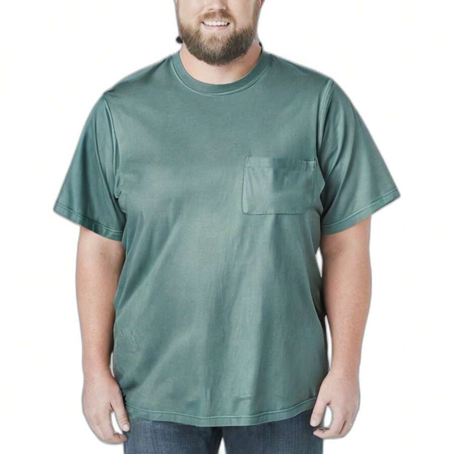 KingSize Men's Big & Tall Shrink-Less Lightweight Pocket Crewneck T-Shirt - 復古綠 - 查看 1