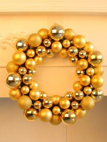 1 件彩色拼接光面球装饰花环，可爱有趣的家居装饰 - 适合所有季节前门悬挂、窗户背景装饰、精美的圣诞礼物 - 彩色 - 查看 4