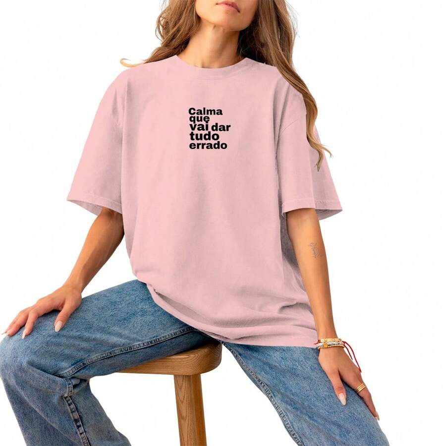 Women's Cotton Casual Blouse With Small Logo Print Comfortable Stylish - Màu Hồng baby - Xem 1