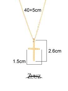 1 pieza Collar con colgante de cruz de acero inoxidable de moda plateado en oro de 18K para mujer, collar gargantilla con colgante de cruz, joyería de regalo