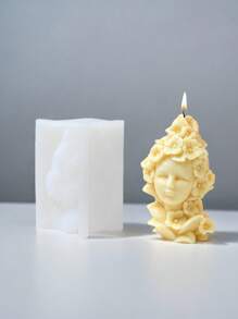 1 Khuôn silicon hình nữ thần hoa cúc, khuôn mặt 3D của người đẹp phương Tây, dùng cho nến, tượng sáp, nến thơm, đồ trang trí nghệ thuật bằng thạch cao, khuôn - Trắng - Xem 6