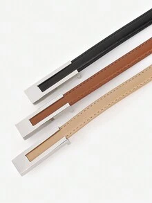 3 Peças Cinto de Cintura Adolescente Feminino de Couro Sintético com Fivela Dourada para Calças Denim - cinto - Visão 10