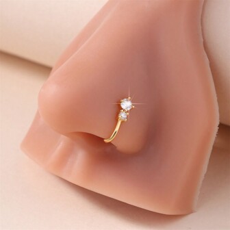 1 stuk gepersonaliseerde eenvoudige U-vormige neusklem met glanzend zirkonia-waterdruppelontwerp, neusring met kubieke zirkonia, niet-geperforeerde neusklem voor dames, gouden sieraden