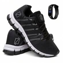 Men's Sports Shoes Training Gym Running Walking Light And Soft - 黑色 - 查看 1