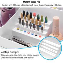 Flybok Nail Drill Holder, 28-Hole Nail Drill And Drill Bit ABS Storage Box, Nail Drill Bit Holder, Professional Nail Tools Nail Storage Box - trắng - Xem 2