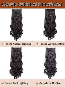 18~30 Inch Long Wavy Clip-In Hair Extensions, 7pcs/Set Thick Hair Pieces With Invisible Clips, Soft Synthetic Fiber, Black-Brown, For Women - Black Brown - View 7