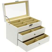 SHZICMY 3 Layer 18 Slots Eyeglass Sunglass Storage Watch Box Eyewear Accessories Display Glasses Storage Case Organizer (3 Layer 18 Slots,White) - 白色 - 查看 5