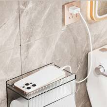2pcs Multi-Functional Waterproof Tissue Box, Bathroom Wall Mounted Acrylic Toilet Paper Holder Rack Back To School