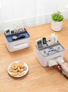 1pc Multifunction Tissue Storage Box - Light Grey - View 2