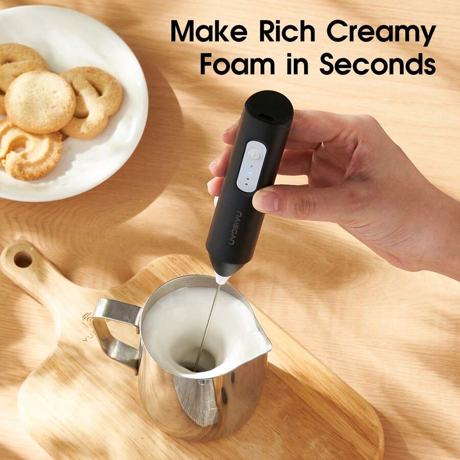 Naibsan Milk Frother Handheld, Rechargeable Milk Frother, Electric