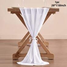 1pc 28x118/157 Inch White Sheer Chiffon Wedding Table Runner, Romantic Rustic Table Runner, White Chiffon Long Table Scarf, Transparent Tulle Table Runner, Elegant Rustic Dining Table Decor, Suitable For Country Style Wedding Reception, Birthday Party, Christmas, Bridal Shower (Multiple Colors Available, Comes With Ribbon) - Solid Color - View 26
