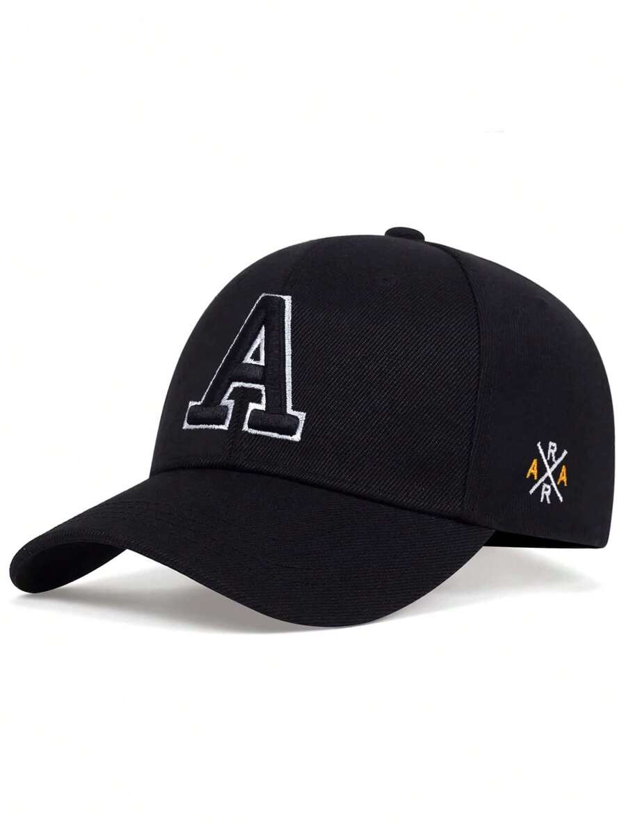 AR 1pc Unisex Letter Embroidered Baseball Cap, Adjustable Outdoor Sun Protection Casual Hat, Suitable For Spring And Autumn - Black - View 1