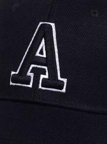 AR 1pc Unisex Letter Embroidered Baseball Cap, Adjustable Outdoor Sun Protection Casual Hat, Suitable For Spring And Autumn - Black - View 5