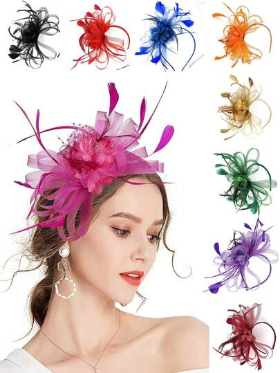 Chapéu fascinadores para mulheres faixa de cabeça para festa de chá Kentucky Derby flor de casamento malha grampo de cabelo