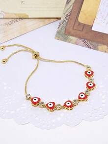 1 件哥特式风格优雅多层吊坠手链，带有邪眼、水钻、心形和恶魔之眼装饰，适合女性休闲和派对穿着 - 網球手鍊 - 查看 4