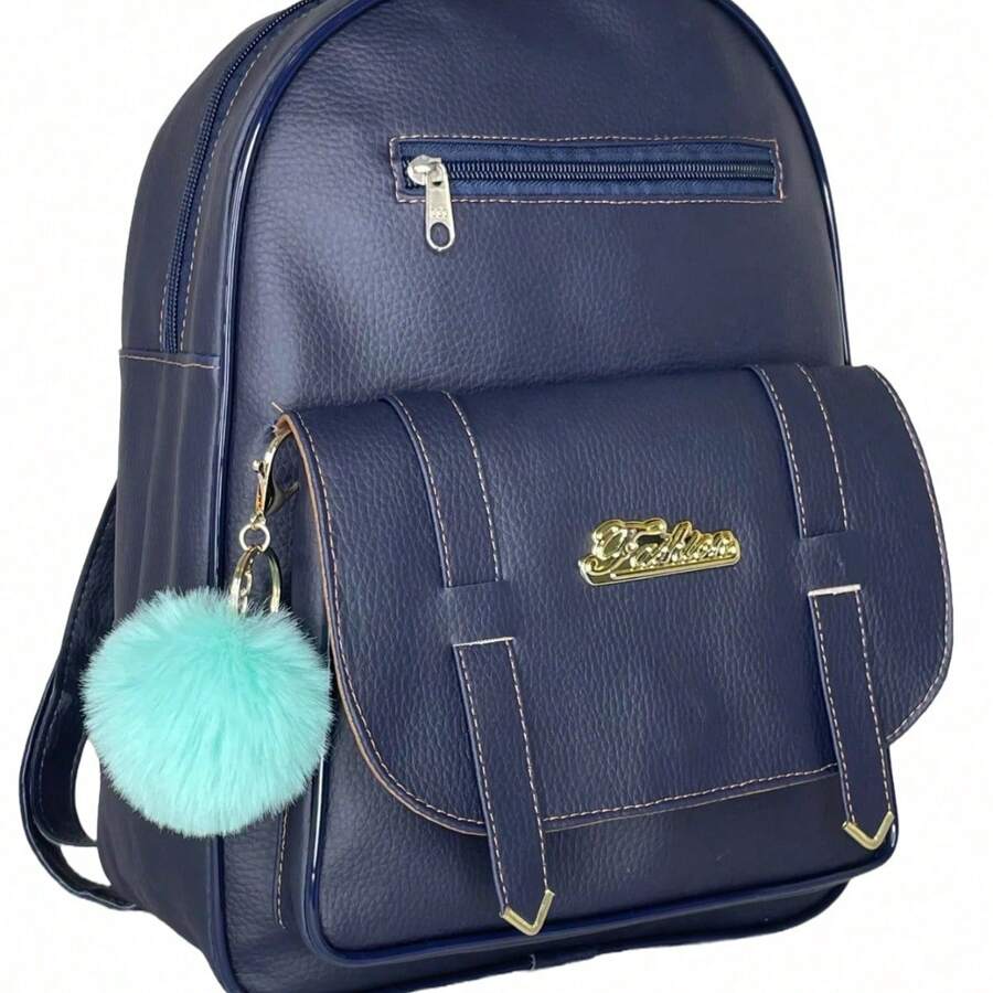 Backpack With Front Pocket Great For College - Màu xanh hải quân - Xem 1